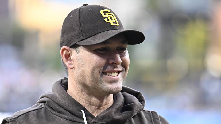 May 7, 2026; San Diego, California, USA; San Diego Padres manager Craig Stammen looks on during a pre-game ceremony before a game against the St. Louis Cardinals at Petco Park. Mandatory Credit: Denis Poroy-Imagn Images