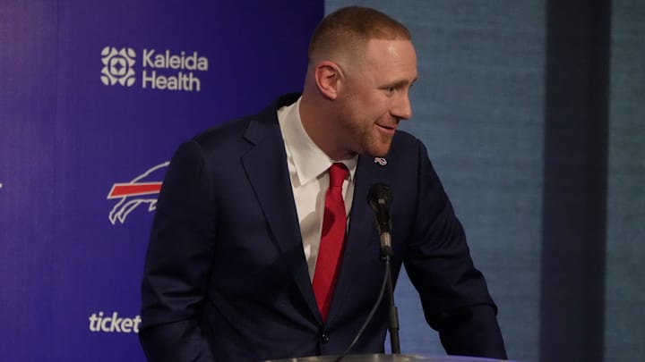 Joe Brady talks about his respect for his players at a press conference that introduced him as the new Buffalo Bills head coach.