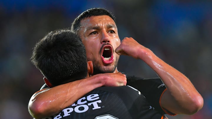 Jugadores de Pachuca celebran un gol. Jugadores de Pachuca celebran un gol.