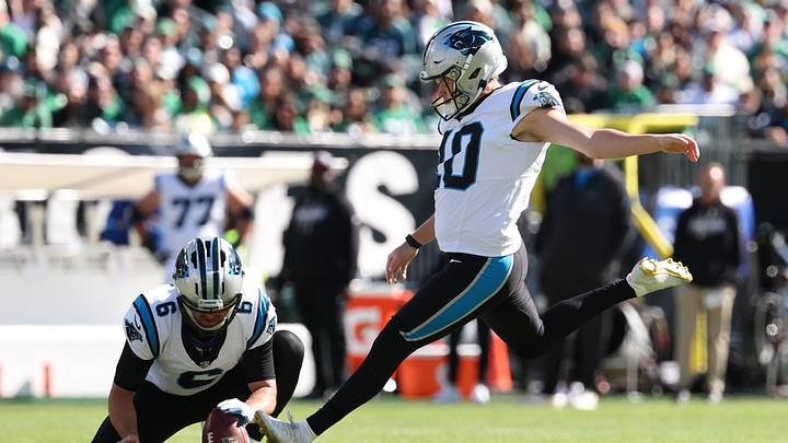 Carolina Panthers place kicker Ryan Fitzgerald (10) kicks a field goal Carolina Panthers place kicker Ryan Fitzgerald (10) kicks a field goal