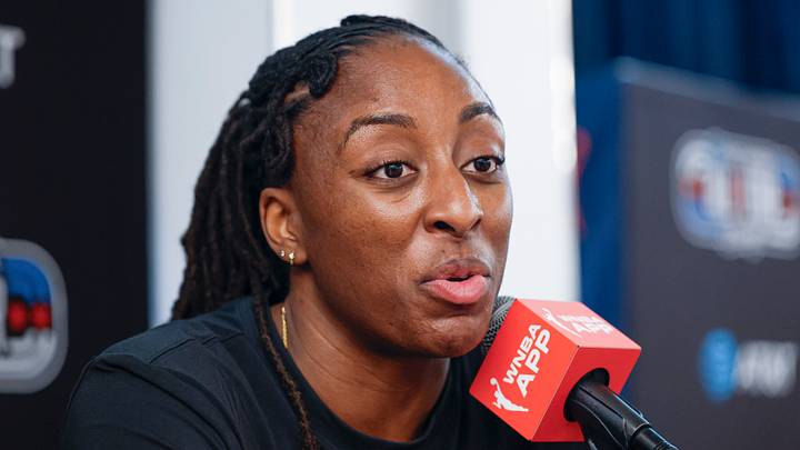 Chicago, IL, USA; Los Angeles Sparks forward Nneka Ogwumike speaks during WNBA All-Star Weekend Media Day at Obama Presidential Center on July 24, 2026. Chicago, IL, USA; Los Angeles Sparks forward Nneka Ogwumike speaks during WNBA All-Star Weekend Media Day at Obama Presidential Center on July 24, 2026.