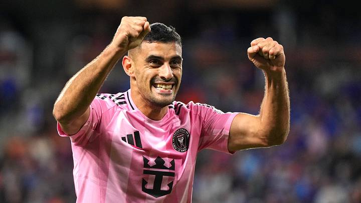 Germán Berterame celebrates after scoring the go-ahead goal in Inter Miami's 5-3 win at Cincinnati.
