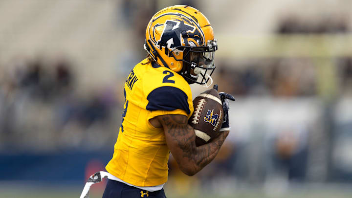 Kent State wide receiver Chrishon McCray turns after a catch against St. Francis (Pa.), Sept. 7, 2024.