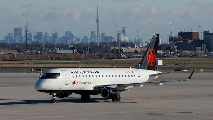 Airplanes at Lester B. Pearson International Airport in Toronto, Canada