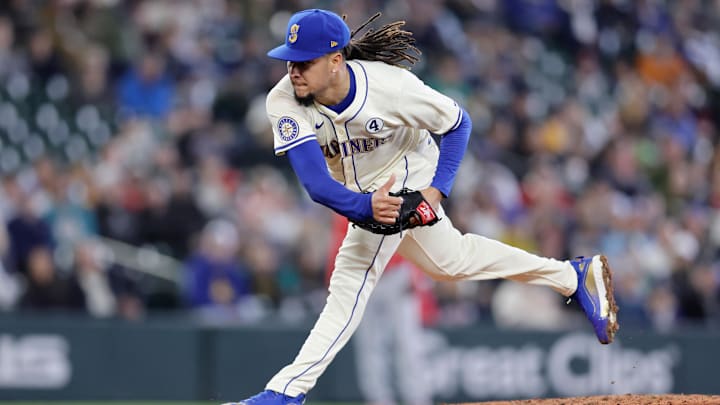 Seattle Mariners starting pitcher Luis Castillo throws during a game against the Los Angeles Angels on July 2 at T-Mobile Park.