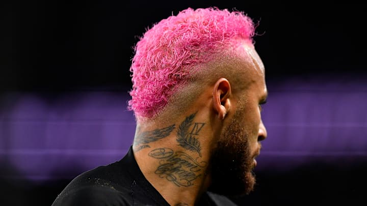 Neymar didn't have pink hair for long. Neymar didn't have pink hair for long.