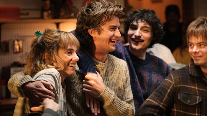 Joe Keery, Maya Hawke, Charlie Heaton, and Finn Wolfhard in Stranger Things season 5 - Credit: Andrew Cooper/Netflix © 2024