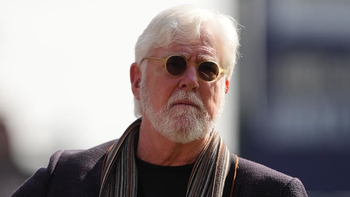 Mar 27, 2026; San Francisco, California, USA; San Francisco Giants television sportscaster Mike Krukow before the game against the New York Yankees at Oracle Park. Mandatory Credit: Darren Yamashita-Imagn Images