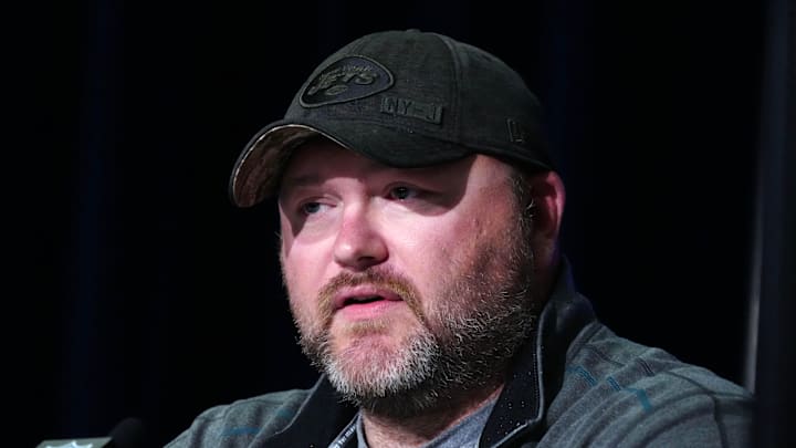 Mar 2, 2022; Indianapolis, IN, USA; New York Jets general manager Joe Douglas during the NFL Combine at the Indiana Convention Center.