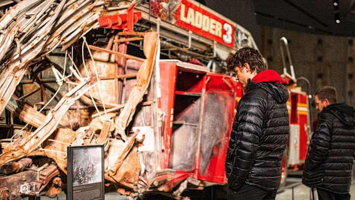 Nebraska linebacker Ethan Duda at the 9-11 Memorial Thursday ahead of the Pinstripe Bowl.