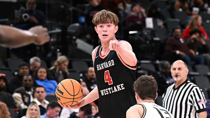 Harvard-Westlake senior Nik Khamenia directs a teammate during a game against St. Francis at the Intuit Dome.
