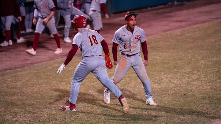 Boston College baseball celebrates during a game