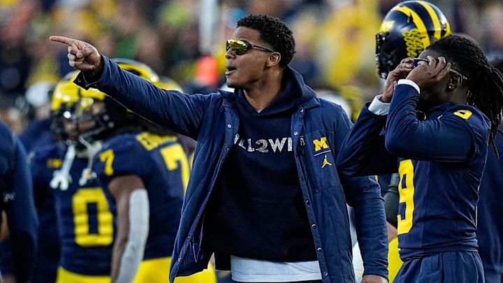 Michigan defensive back Will Johnson (2) reacts to a referee call that ruled an incomplete pass intended for tight end Colston Lovelan (not in the photo) during the second half against Oregon at Michigan Stadium in Ann Arbor on Saturday, Nov. 2, 2024. Michigan defensive back Will Johnson (2) reacts to a referee call that ruled an incomplete pass intended for tight end Colston Lovelan (not in the photo) during the second half against Oregon at Michigan Stadium in Ann Arbor on Saturday, Nov. 2, 2024.