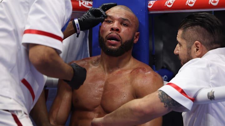 Chris Eubank Jr. in the corner between rounds
