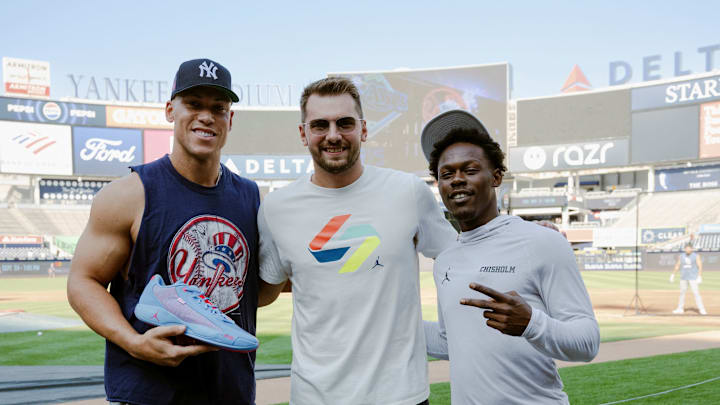 Luka Doncic linked up with Aaron Judge and Jazz Chisholm on Monday night. Luka Doncic linked up with Aaron Judge and Jazz Chisholm on Monday night.