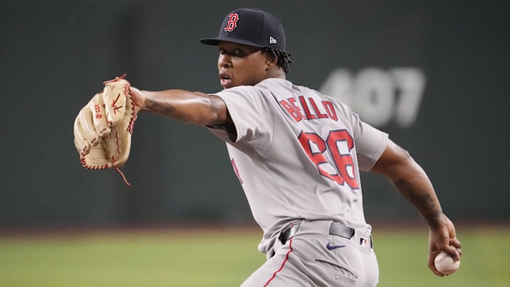 Boston Red Sox pitcher Brayan Bello (66) throws against the Arizona Diamondbacks during the first inning at Chase Field on Sept. 7, 2025.