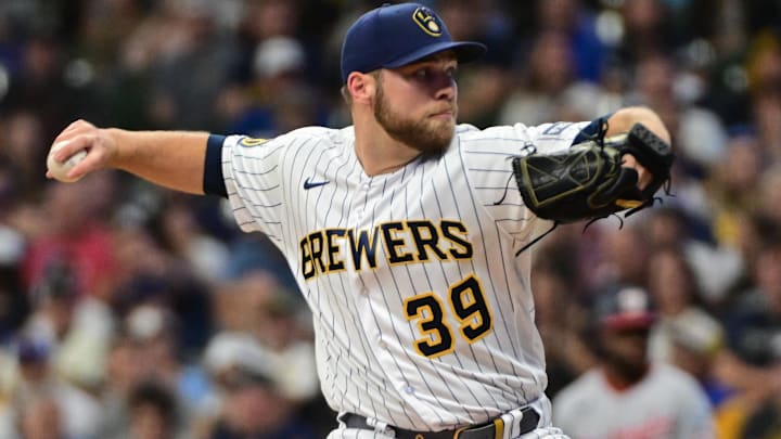 Sep 16, 2023; Milwaukee, Wisconsin, USA; Milwaukee Brewers pitcher Corbin Burnes (39) pitches
