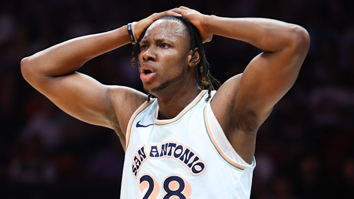 San Antonio Spurs center Charles Bassey.