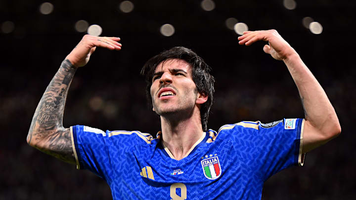 Sandro Tonali, buteur avec l'Italie contre l'Irlande du Nord en demi-finale des barrages de la Coupe du monde 2026