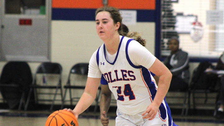 Bolles guard Presley Norman (24) dribbles up the court on the fast break against North Lauderdale Somerset Prep during an Insider Exposure Thanksgiving Classic high school girls basketball game on November 27, 2024. [Clayton Freeman/Florida Times-Union]
