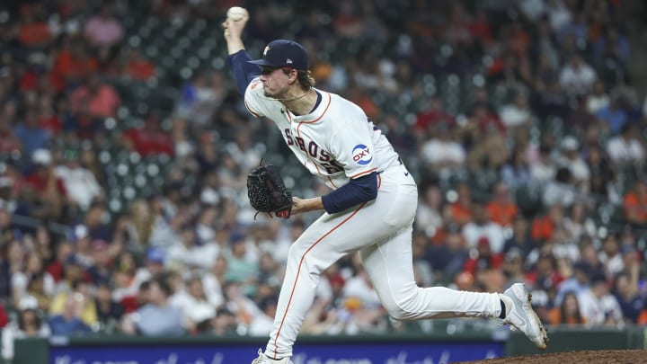 Apr 16, 2024; Houston, Texas, USA; Houston Astros relief pitcher Forrest Whitley (60) delivers a pitch during the ninth inning against the Atlanta Braves at Minute Maid Park. Mandatory Credit: Troy Taormina-USA TODAY Sports. Apr 16, 2024; Houston, Texas, USA; Houston Astros relief pitcher Forrest Whitley (60) delivers a pitch during the ninth inning against the Atlanta Braves at Minute Maid Park. Mandatory Credit: Troy Taormina-USA TODAY Sports.