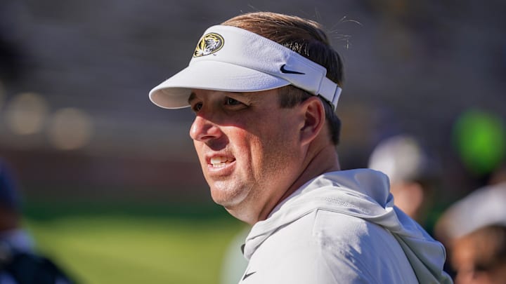 Aug 28, 2025; Columbia, Missouri, USA; Missouri Tigers head coach Eli Drinkwitz on field against the Central Arkansas Bears prior to a game at Faurot Field at Memorial Stadium. Mandatory Credit: Denny Medley-Imagn Images Aug 28, 2025; Columbia, Missouri, USA; Missouri Tigers head coach Eli Drinkwitz on field against the Central Arkansas Bears prior to a game at Faurot Field at Memorial Stadium. Mandatory Credit: Denny Medley-Imagn Images