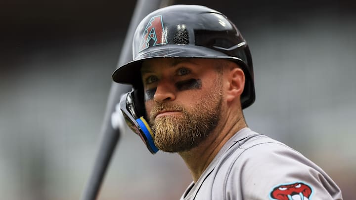 May 9, 2024; Cincinnati, Ohio, USA; Arizona Diamondbacks catcher Tucker Barnhart (16) prepares on deck during the sixth inning against the Cincinnati Reds at Great American Ball Park. Mandatory Credit: Katie Stratman-Imagn Images May 9, 2024; Cincinnati, Ohio, USA; Arizona Diamondbacks catcher Tucker Barnhart (16) prepares on deck during the sixth inning against the Cincinnati Reds at Great American Ball Park. Mandatory Credit: Katie Stratman-Imagn Images