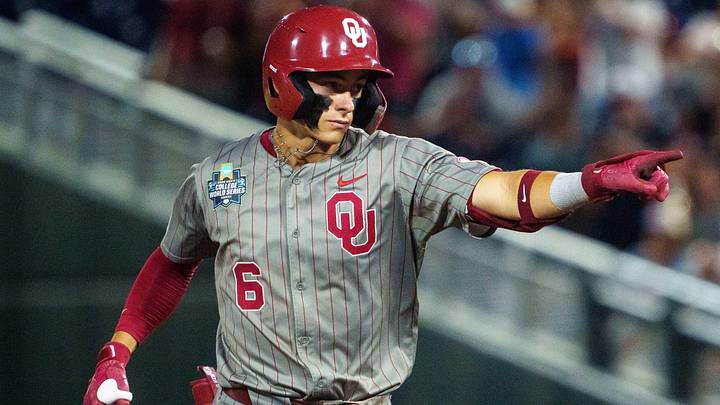 Kyle Branch points as he rounds the bases in Oklahoma's 13-2 victory over North Carolina to win the College World Series. Kyle Branch points as he rounds the bases in Oklahoma's 13-2 victory over North Carolina to win the College World Series.