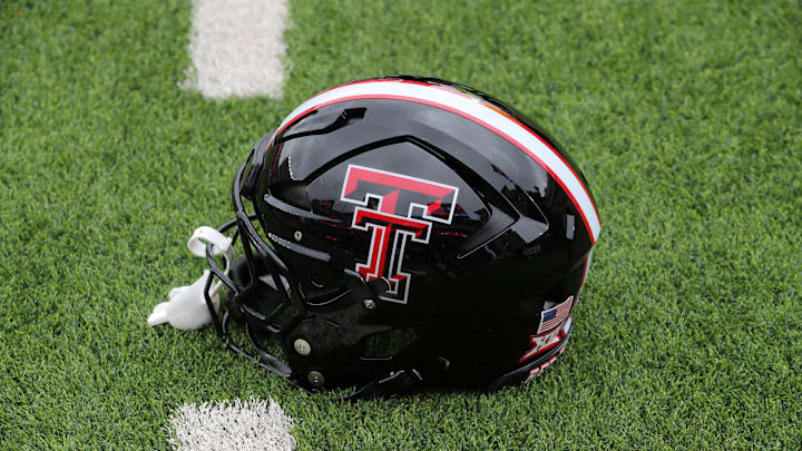 A general view of a Texas Tech Red Raiders helmet.  Mandatory Credit: Michael C. Johnson-Imagn Images