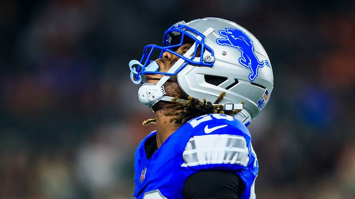 Detroit Lions cornerback Keith Abney II (28) reacts after a play Detroit Lions cornerback Keith Abney II (28) reacts after a play