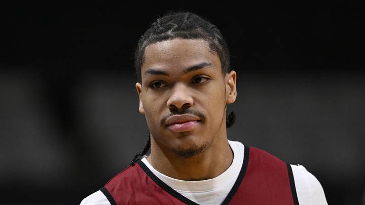Mar 25, 2026; San Jose, CA, USA; Arkansas Razorbacks guard Darius Acuff Jr. (5) looks on during a practice session ahead of the west regional of the men's 2026 NCAA Tournament at SAP Center. Mar 25, 2026; San Jose, CA, USA; Arkansas Razorbacks guard Darius Acuff Jr. (5) looks on during a practice session ahead of the west regional of the men's 2026 NCAA Tournament at SAP Center.
