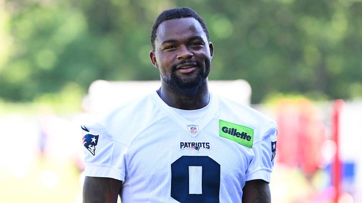 Jun 9, 2026; Foxborough, MA, USA; New England Patriots wide receiver Kayshon Boutte (9) Mandatory Credit: Eric Canha-Imagn Images