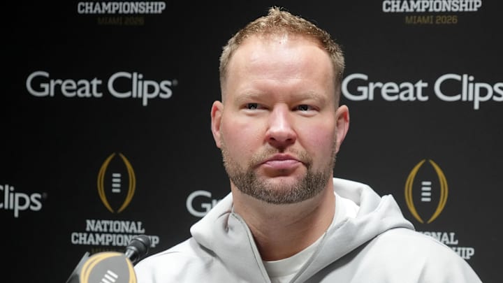 Jan 17, 2026; Miami Gardens, FL, USA; Indiana Hoosiers defensive coordinator Bryant Haines talks to the media during media day for the 2025 College Football Playoff National Championship at Miami Beach Convention Center. 