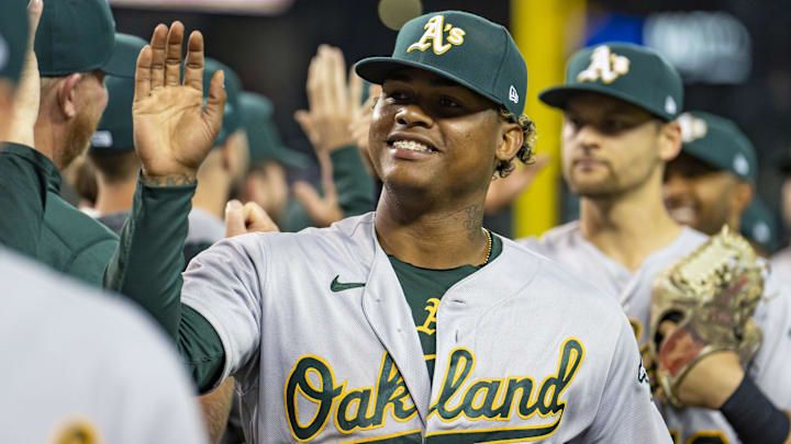 May 11, 2022; Detroit, Michigan, USA; Oakland Athletics center fielder Cristian Pache (20) May 11, 2022; Detroit, Michigan, USA; Oakland Athletics center fielder Cristian Pache (20)