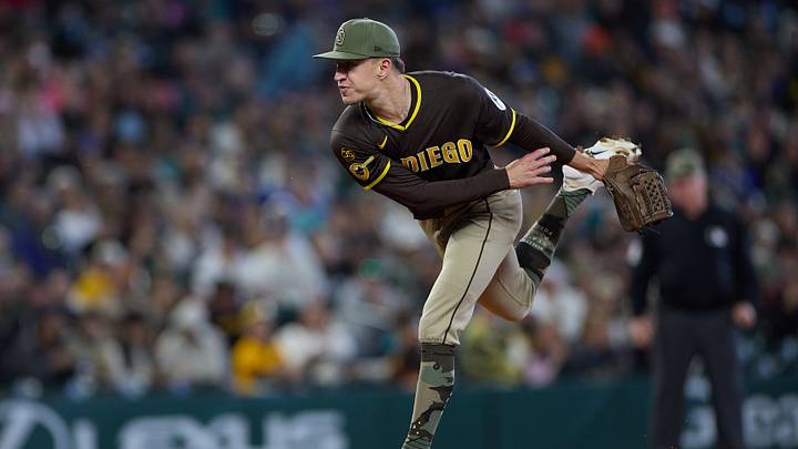 May 16, 2026; Seattle, Washington, USA; San Diego Padres relief pitcher Alek Jacob (37) pitches to the Seattle Mariners during the eighth inning at T-Mobile Park. Mandatory Credit: Richard Dizon-Imagn Images May 16, 2026; Seattle, Washington, USA; San Diego Padres relief pitcher Alek Jacob (37) pitches to the Seattle Mariners during the eighth inning at T-Mobile Park. Mandatory Credit: Richard Dizon-Imagn Images