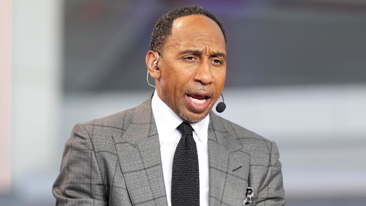 Oct 23, 2024; Inglewood, California, USA; Stephen A. Smith (Stephen Smith) on the ESPN NBA Countdown live set at Intuit Dome. Mandatory Credit: Kirby Lee-Imagn Images Oct 23, 2024; Inglewood, California, USA; Stephen A. Smith (Stephen Smith) on the ESPN NBA Countdown live set at Intuit Dome. Mandatory Credit: Kirby Lee-Imagn Images