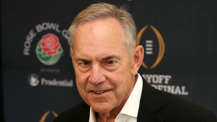 Dec 31, 2024; Pasadena, CA, USA; Michigan State Spartans former coach Mark Dantonio during the Rose Bowl Hall fo Fame Induction  Ceremony at University Club. Mandatory Credit: Kirby Lee-Imagn Images