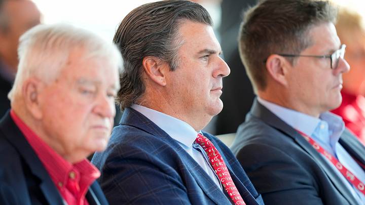 President and CEP Phil Castellini sits in the front row during an event to introduce the new manager of the Cincinnati Reds at Great American Ball Park in downtown Cincinnati on Monday, Oct. 7, 2024. President and CEP Phil Castellini sits in the front row during an event to introduce the new manager of the Cincinnati Reds at Great American Ball Park in downtown Cincinnati on Monday, Oct. 7, 2024.