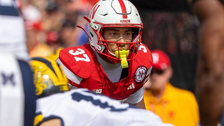 Nebraska's Donovan Jones surveys the Michigan offense last season. Nebraska's Donovan Jones surveys the Michigan offense last season.