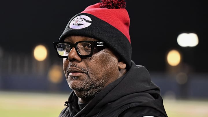Glenville head coach Ted Ginn, Sr. looks on during the 2023 Division IV state championship game at Tom Benson Hall of Fame Stadium
