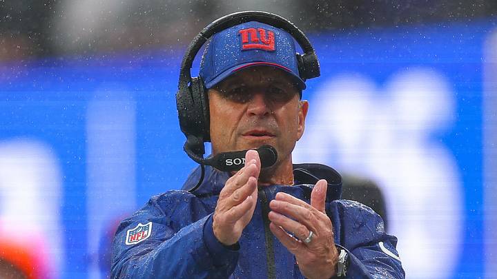 Sep 27, 2026; East Rutherford, New Jersey, USA; New York Giants head coach John Harbaugh calls time out during the second half against the Tennessee Titans at MetLife Stadium. Sep 27, 2026; East Rutherford, New Jersey, USA; New York Giants head coach John Harbaugh calls time out during the second half against the Tennessee Titans at MetLife Stadium.