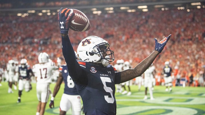 Auburn Tigers wide receiver KeAndre Lambert-Smith transferred from Penn State and is the team's leading receiver. 