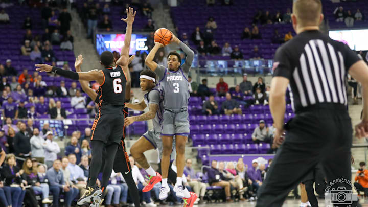 TCU's Vasean Allette beats Oklahoma State on incredible game-winning 3-pointer. TCU's Vasean Allette beats Oklahoma State on incredible game-winning 3-pointer.