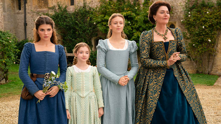 Emily Bader as Lady Jane Grey, Robyn Betteridge as Margaret Grey, Isabella Brownson as Katherine Grey and Anna Chancellor as Frances Grey