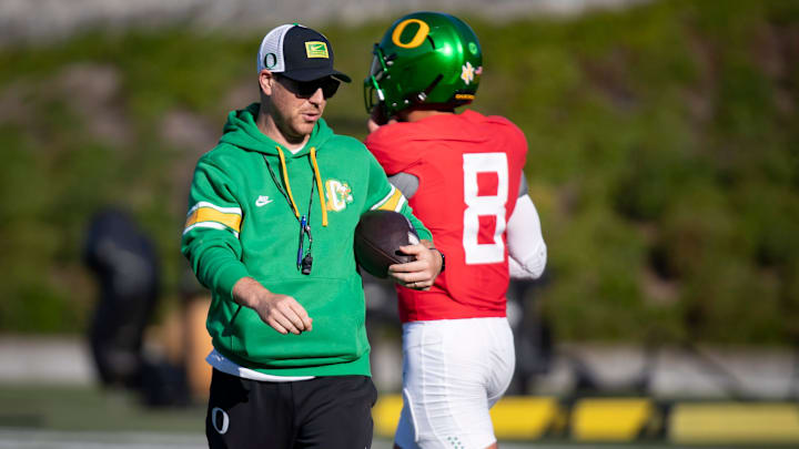 Oregon inside linebackers coach Will Stein leads practice as the Oregon Ducks hit the practice field ahead of Michigan State Tuesday, Oct. 1, 2024 at the Hatfield-Dowlin Complex in Eugene, Ore. Oregon inside linebackers coach Will Stein leads practice as the Oregon Ducks hit the practice field ahead of Michigan State Tuesday, Oct. 1, 2024 at the Hatfield-Dowlin Complex in Eugene, Ore.
