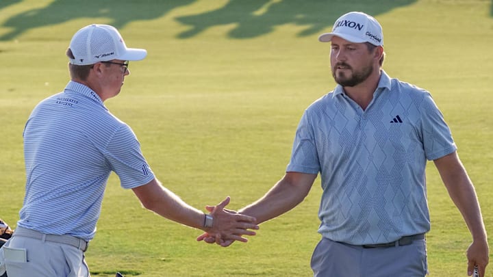 Ben Griffin, left, and Andrew Novak prevailed at the PGA Tour's two-man team event.
