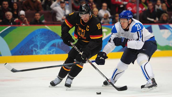 February 19, 2010; Vancouver, BC, CANADA; Germany forward Marco Sturm (19) controls the puck in front of Finland defenseman Janne Niskala (21) in the second period during the preliminary round of group C play of the 2010 Vancouver Olympics at the Canada Hockey Place. Mandatory Credit: Kyle Terada-USA TODAY Sports February 19, 2010; Vancouver, BC, CANADA; Germany forward Marco Sturm (19) controls the puck in front of Finland defenseman Janne Niskala (21) in the second period during the preliminary round of group C play of the 2010 Vancouver Olympics at the Canada Hockey Place. Mandatory Credit: Kyle Terada-USA TODAY Sports