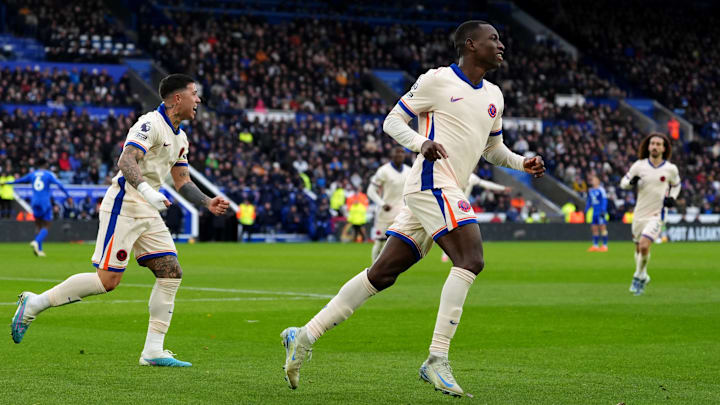 Jackson celebrating Chelsea's opener against Leicester.