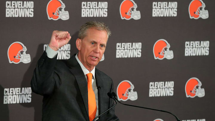 Todd Monken, the new head coach of the Cleveland Browns, discusses how he will approach the game during his introductory press conference at the team's training facility, Feb. 3, 2026.