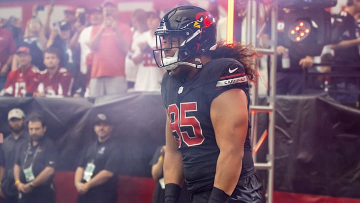 Oct 8, 2023; Glendale, Arizona, USA; Arizona Cardinals defensive tackle Leki Fotu (95) against the Cincinnati Bengals at State Farm Stadium. Mandatory Credit: Mark J. Rebilas-Imagn Images Oct 8, 2023; Glendale, Arizona, USA; Arizona Cardinals defensive tackle Leki Fotu (95) against the Cincinnati Bengals at State Farm Stadium. Mandatory Credit: Mark J. Rebilas-Imagn Images